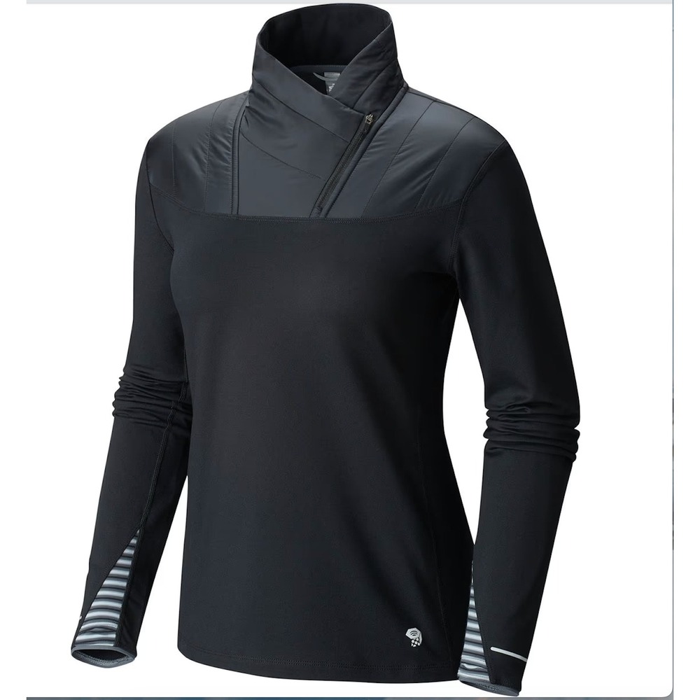 Mountain Hardwear 32 Insulated Fleece Pullover Womens XL Black Asymmetrical Zip